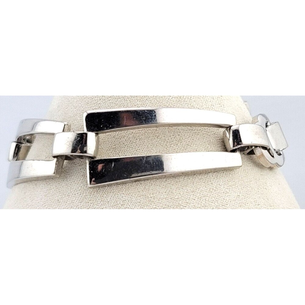 😍Vintage Signed Sperry MCM Rhodium Plate Wide Chain Statement Runway Bracelet